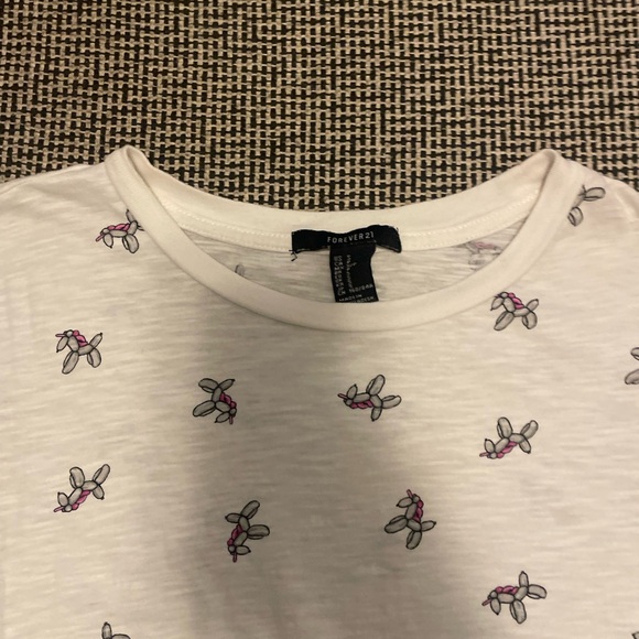 White T-Shirt with Unicorn Balloon Animal Print - Picture 2 of 3